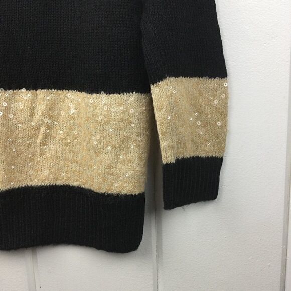 J. Crew Sequin Sweater, Black Gold Stripe Sequin Crew Sweater XS - Picture 9 of 9